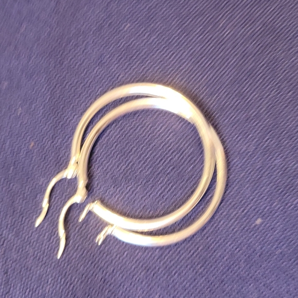 3  .925 Sterling Silver 1 1/2" Hoop Earrings - Picture 2 of 3